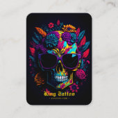 フローラスカルカラフルレトロスタイリッシュタトゥーアーティスト 名刺 (正面)
