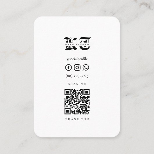 フローラスカルカラフルレトロスタイリッシュタトゥーアーティスト 名刺 (裏面)