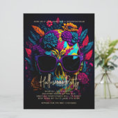 フローラスカルカラフル成人ハローウィンパーティ 招待状 (スタンド正面)