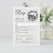 フローラスカルゴシックハロウィンウェディングRSVPカード 出欠カード (スタンド正面)