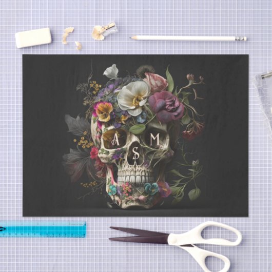 フローラスカルゴシック異教のモノグラムイニシャル 薄葉紙 (クラフト)