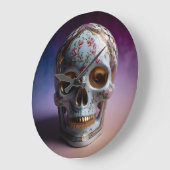 フローラスカルジオメトリクロックデザインby Li Tech ラージ壁時計 (傾斜)