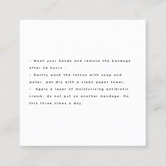 フローラスカルタトゥーアフターケア手順 スクエア名刺 (裏面)