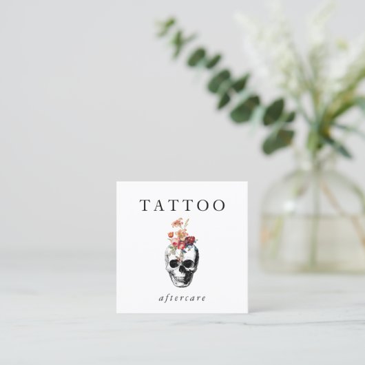 フローラスカルタトゥーアフターケア手順 スクエア名刺 (スタンド正面)
