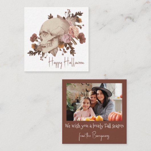 フローラスカルハロウィン素朴 ノートカード (正面/裏面)