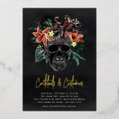 フローラスカルハロウィーンカクテル&コスチュームパーティー 箔招待状 (正面)