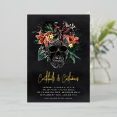 フローラスカルハロウィーンカクテル&コスチュームパーティー 箔招待状 (立ち正面)