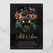 フローラスカルハロウィーンカクテル&コスチュームパーティー 箔招待状 (正面)