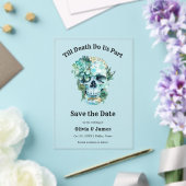 フローラスカルハロウィーン結婚式の日付を保存 アクリル招待状 (インサイチュ (ウェディング))