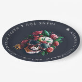 フローラスカルハローウィンパーティファミリ名カスタム ペーパープレート (アングル)