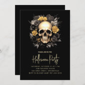 フローラスカルハローウィンパーティ招待状 シーズンカード (正面/裏面)