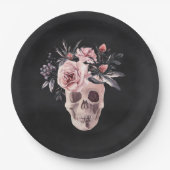 フローラスカルハローウィンパーティ ペーパープレート (正面)