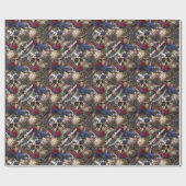 フローラスカルバラブルーフラワーゴシック ラッピングペーパー (フラット)