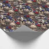 フローラスカルバラブルーフラワーゴシック ラッピングペーパー (角)