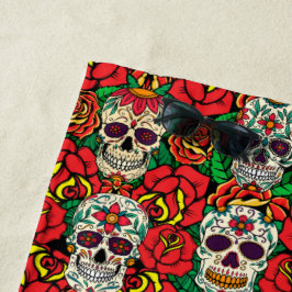 フローラスカルパターン ビーチタオル