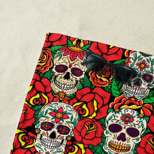 フローラスカルパターン ビーチタオル (インサイチュ)