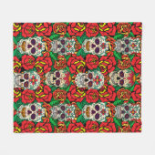 フローラスカルパターン フリースブランケット (正面(横))