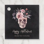 フローラスカルパーソナライズされたハロウィーン フェイバータグ (正面)