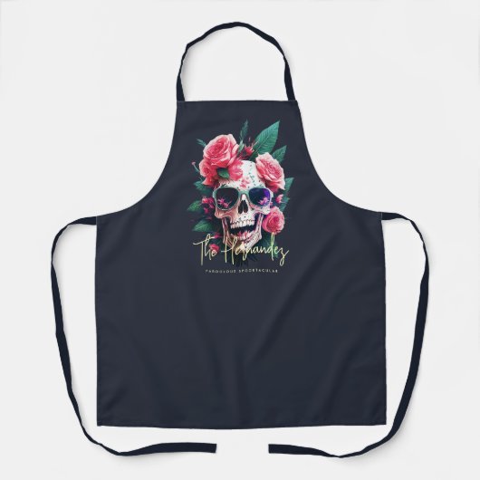 フローラスカルファミリー名ハロウィーンモノグラム エプロン (正面)