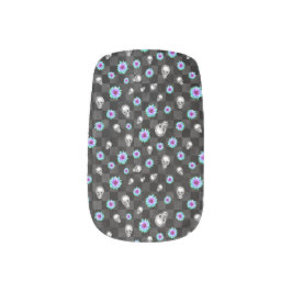 フローラスカルブラックハロウィンミンクスネイルアート ネイルアート