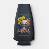 フローラスカルモノグラムファミリー名ハロウィーン ボトルクーラー (正面)