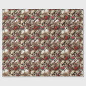 フローラスカルレッドローゼゴシッ結婚クズハロウィーン ラッピングペーパー (フラット)