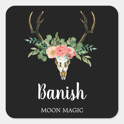 フローラスカル意図キャンドルラベル スクエアシール (正面)