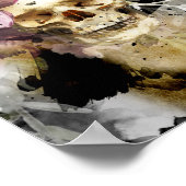 フローラスカル水彩画ポスター ポスター (角)