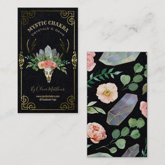 フローラスカル結晶及び宝石ビジネスカード 名刺 (正面/裏面)