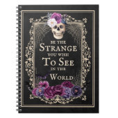 フローラスカル縁どヴィンテージおもしろい引用文ハロウィーン ノートブック (正面)