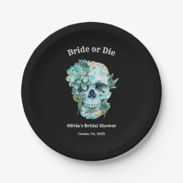 フローラスカル花嫁またはダイハロウィーンブライダルシャワー ペーパープレート