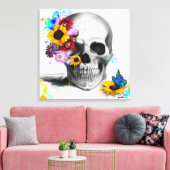 フローラスカル蝶 キャンバスプリント (インサイチュ (リビング))