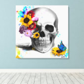 フローラスカル蝶 キャンバスプリント (インサイチュ (ウッドフロア))