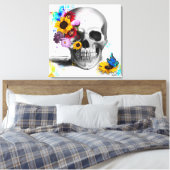 フローラスカル蝶 キャンバスプリント (インサイチュ (寝室))