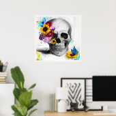 フローラスカル蝶 ポスター (ホームオフィス)