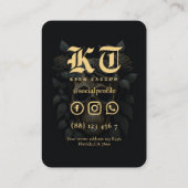 フローラスカル金ゴールドスタイリッシュタトゥーアーティスト 名刺 (裏面)