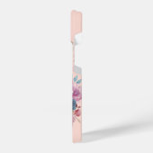 フローラスカル電話ケース、ピンク iPhoneケース (左側面)