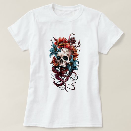 フローラスカル・タコ Tシャツ (デザイン正面)
