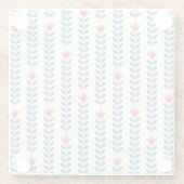 フローラスカンジナビア幾何学レトロ壁紙 ガラスコースター (裏面)