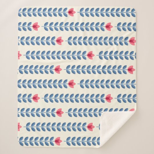 フローラスカンジナビア幾何学レトロ壁紙 シェルパブランケット (正面)