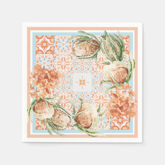 フローラスカーフデザイン スタンダードカクテルナプキン (正面)