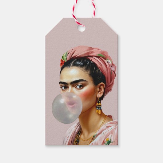 フローラスカーフ吹のバブルガム付きDiva ギフトタグ (正面)