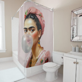 フローラスカーフ吹のバブルガム付きDiva シャワーカーテン