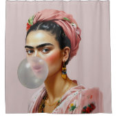 フローラスカーフ吹のバブルガム付きDiva シャワーカーテン (正面)