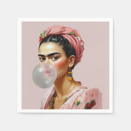 フローラスカーフ吹のバブルガム付きDiva スタンダードカクテルナプキン