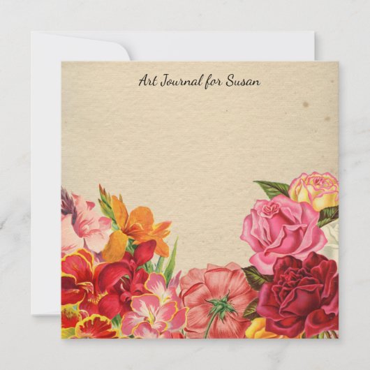 フローラスクラップブックアートジャーナルバレンタインデー紙 シーズンカード (正面)