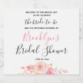 フローラスクリプトの開始ブライダルシャワー スパークリングワインラベル (シングルラベル)