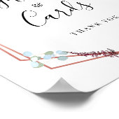 フローラスクリプトパープルジオメトリウェディングギフトカード ポスター (角)