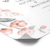 フローラスクリプトピンクの水の色結婚の歓迎 ポスター (角)