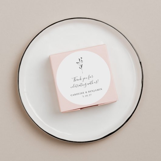 フローラスクリプトホワイトボー結婚ホのカスタムありがとう ラウンドシール